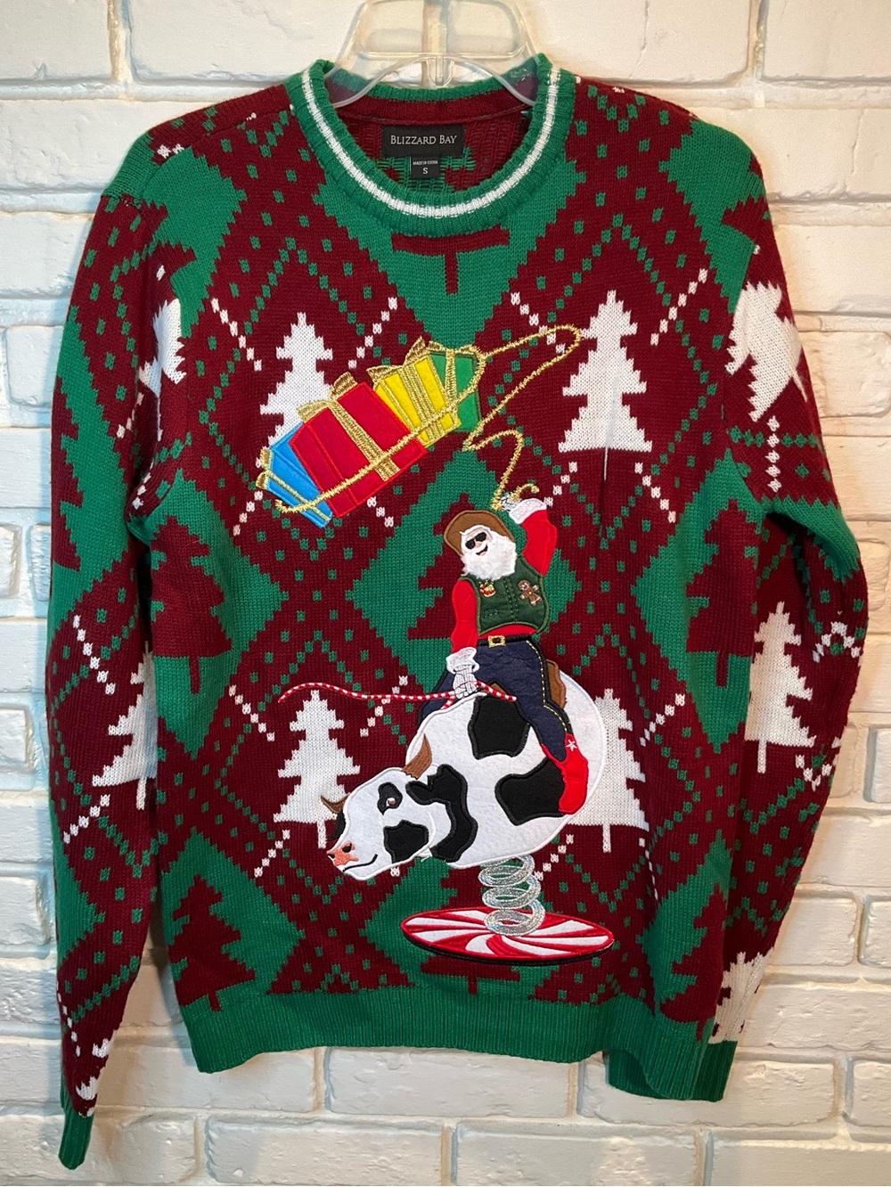 Ugly Christmas Sweater Rodeo Santa themed Small
